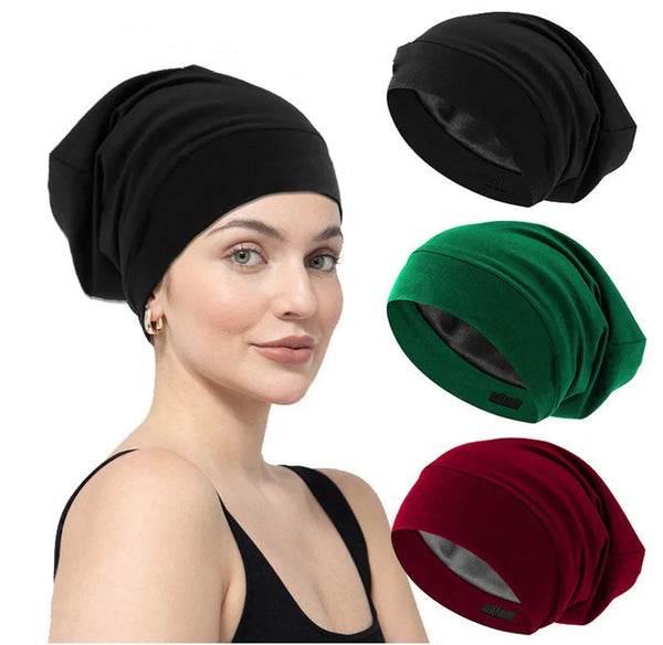 Bonnet de nuit coton femme
 noir, vert, rouge