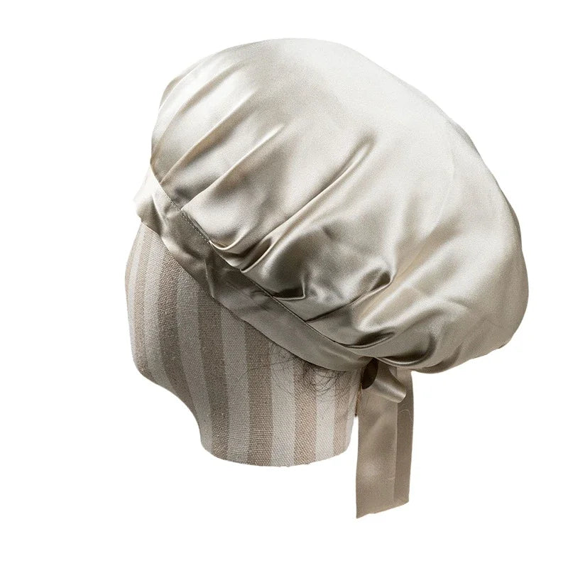 Bonnet de nuit en soie gris
