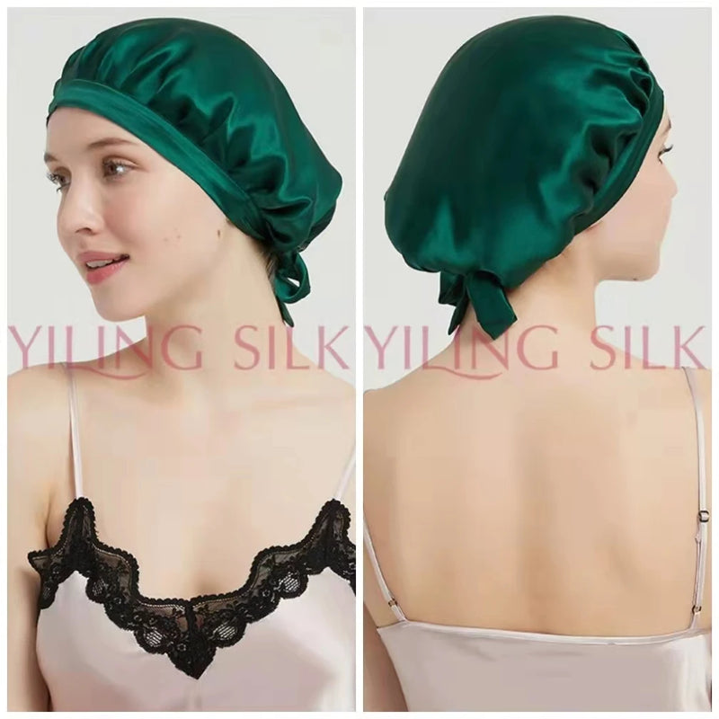 Bonnet de nuit en soie vert