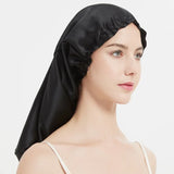 Bonnet de nuit en soie cheveux longs noir
