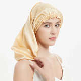Bonnet de nuit en soie cheveux longs jaune