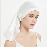 Bonnet de nuit en soie cheveux longs blanc