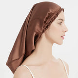 Bonnet de nuit en soie cheveux longs marron