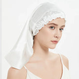Bonnet de nuit en soie cheveux longs blanc