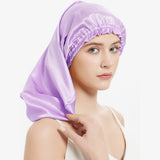 Bonnet de nuit en soie cheveux longs violet