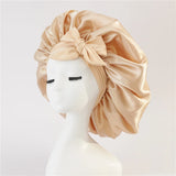 Bonnet de nuit pour cheveux bouclés abricot