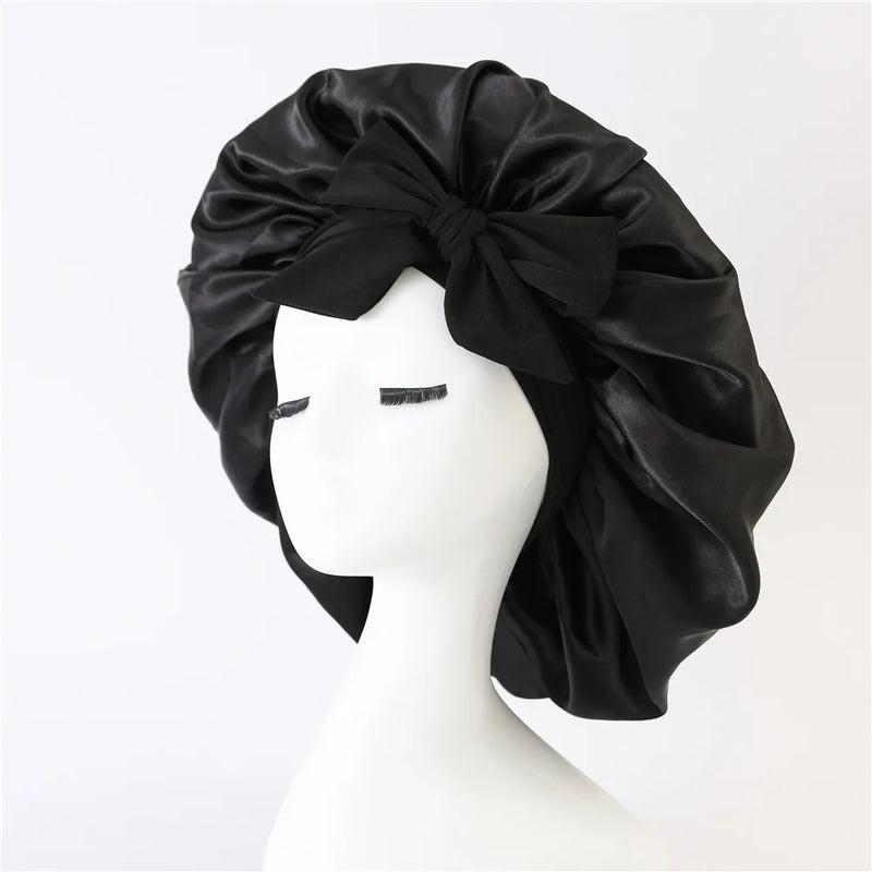 Bonnet de nuit pour cheveux bouclés noir