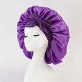 Bonnet de nuit pour cheveux bouclés violet