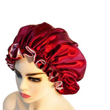 Bonnet de nuit satin cheveux bouclés ROUGE BLANC