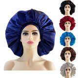 Bonnet de nuit satin cheveux bouclés BLEU marine