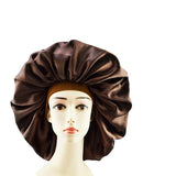 Bonnet de nuit satin cheveux bouclés marron