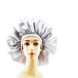 Bonnet de nuit satin cheveux bouclés gris