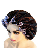 Bonnet de nuit satin cheveux bouclés café
