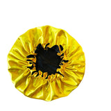 Bonnet de nuit satin cheveux bouclés jaune