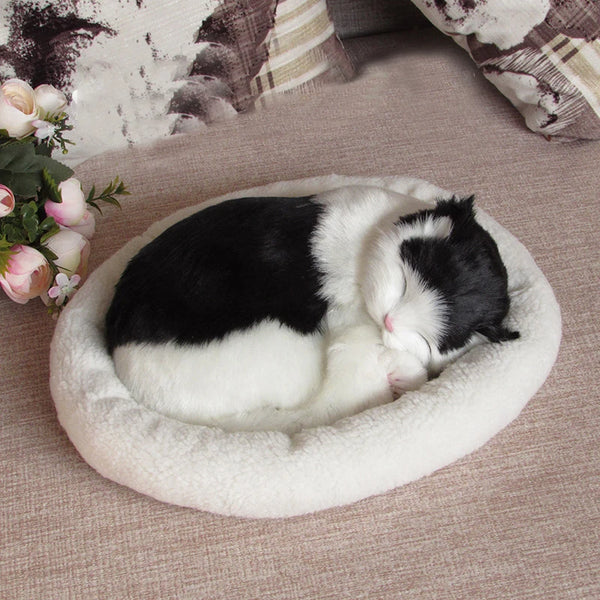 Chat peluche pour adulte blanc noir