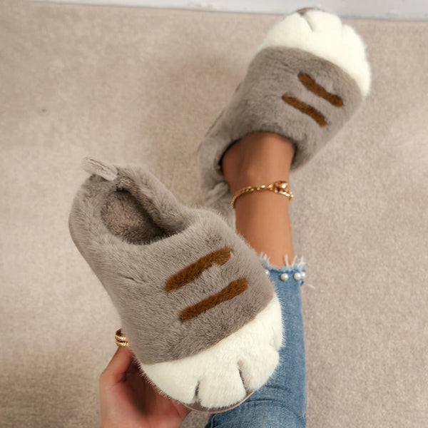 Chaussons hiver femme gris