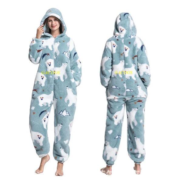 Combinaison flanelle femme ours