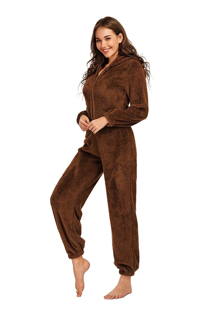 Combinaison pyjama femme pilou pilou marron