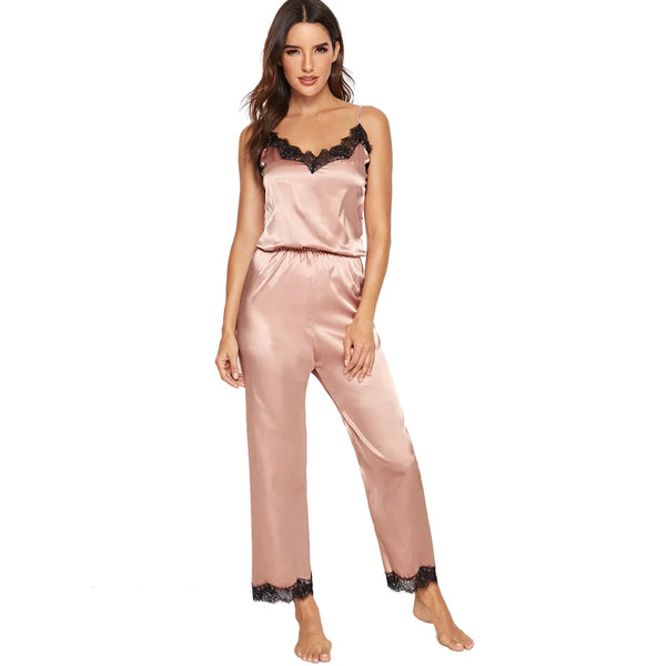 Combinaison pyjama satin
 rose