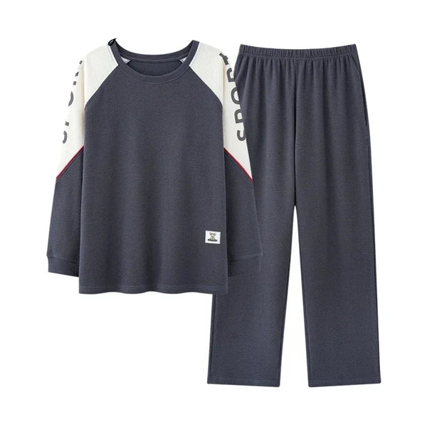 Ensemble pyjama en coton beige gris