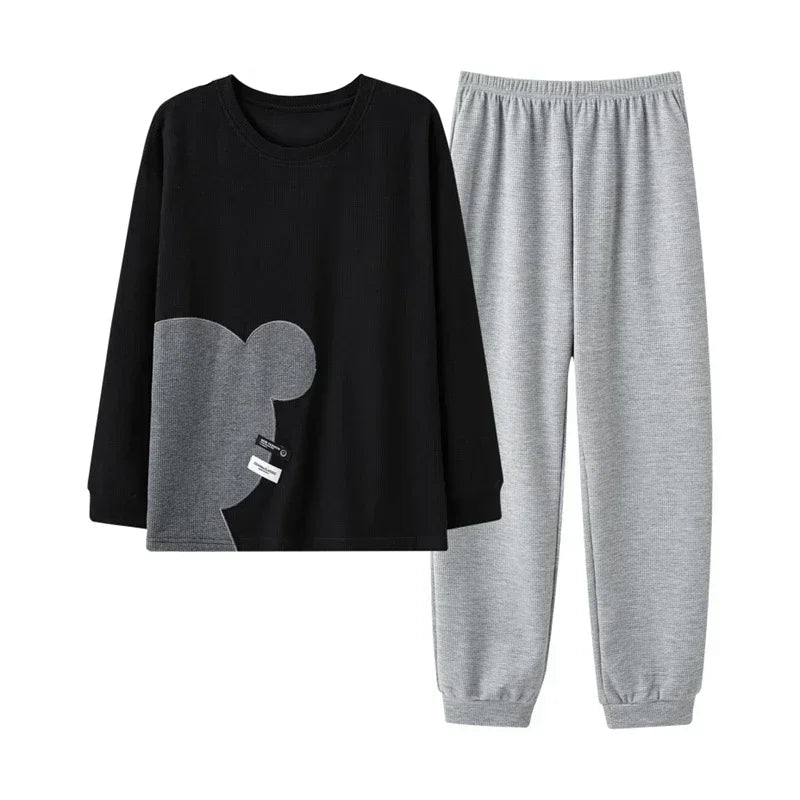 Ensemble pyjama en coton gris noir