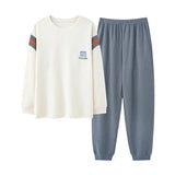 Ensemble pyjama en coton BEIGE BLEU CLAIR