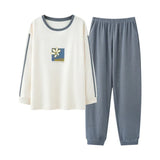 Ensemble pyjama en coton BEIGE BLEU CLAIR