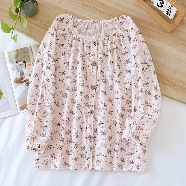 Haut de pyjama femme coton rose