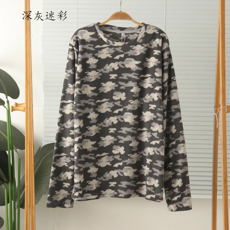Haut pyjama polaire homme noir, blanc et gris