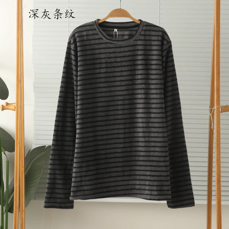 Haut pyjama polaire homme
 noir-gris rayé