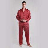 Pyjama en soie homme luxe rouge
