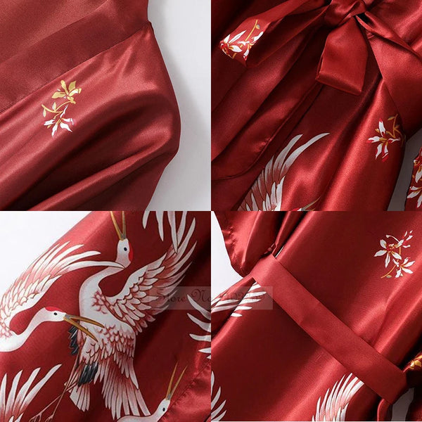 Kimono robe de chambre femme rouge