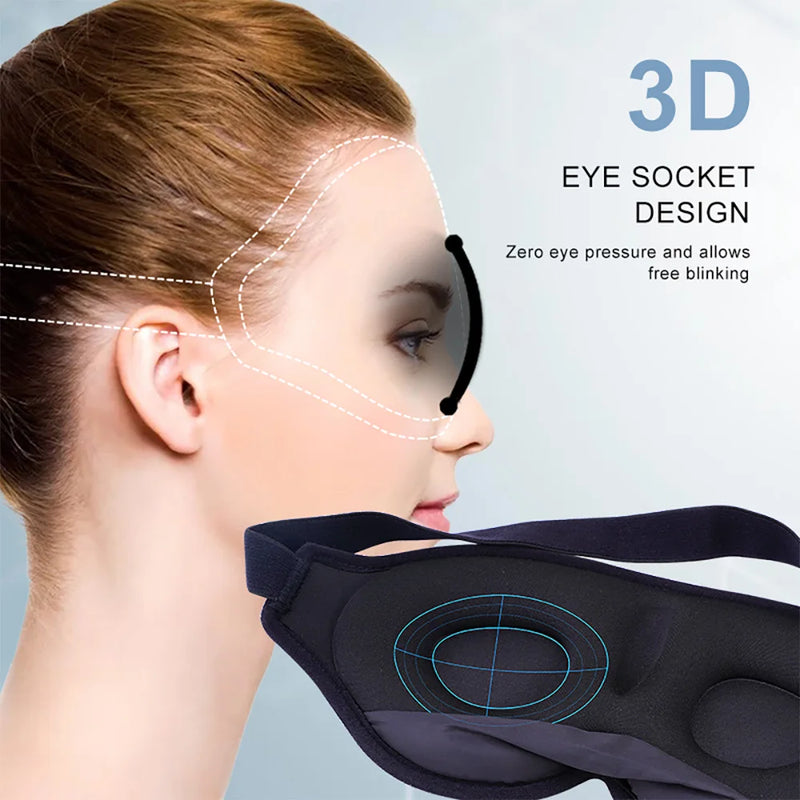 Masque de sommeil 3D pour femmes et hommes noir