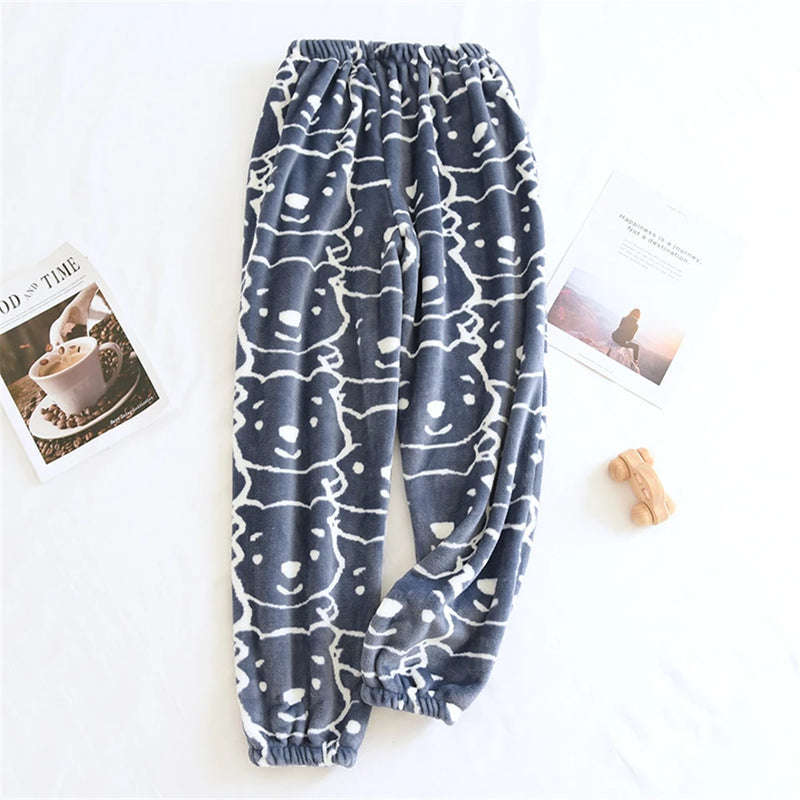 Pantalon pyjama polaire homme
 gris et blanc