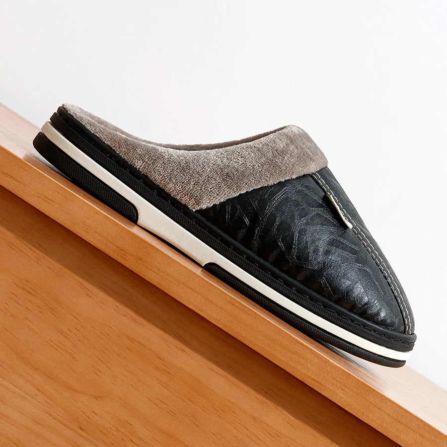 Pantoufles d'hiver pour homme NOIRES
