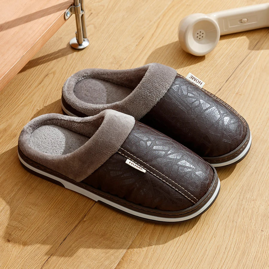 Pantoufles d'hiver pour homme marron