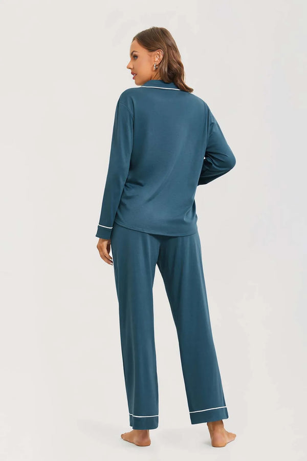 Pyjama 2 pièces femme coton bleu