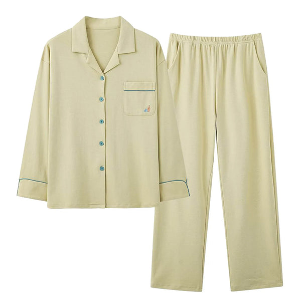 Pyjama boutonné femme coton vert clair