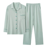 Pyjama boutonné femme coton vert clair