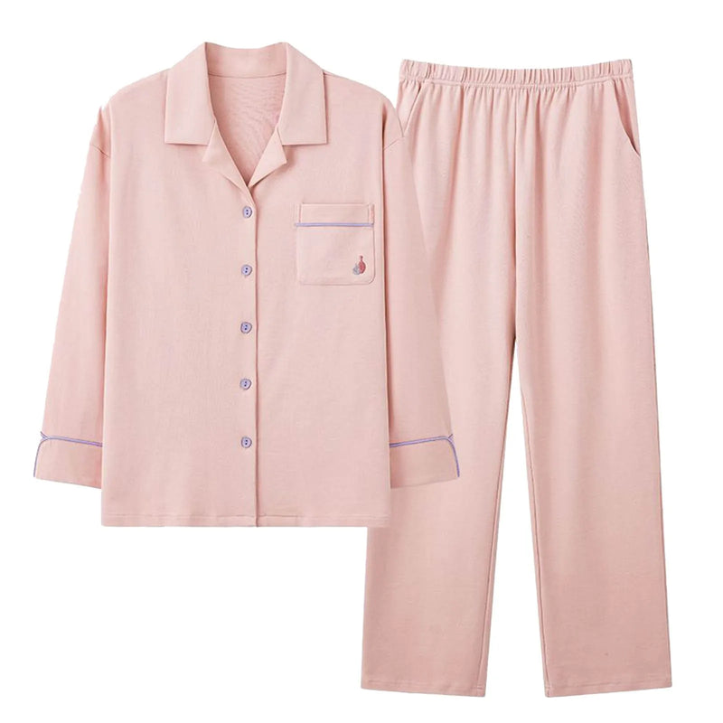 Pyjama boutonné femme coton rose orangé