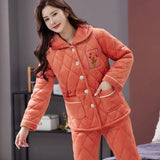 Pyjama velours coton femme orange