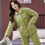 Pyjama velours coton femme vert 