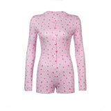 Pyjama combishort femme coton rose