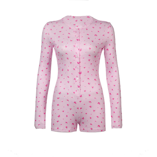 Pyjama combishort femme coton rose