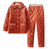 Pyjama velours coton femme orange