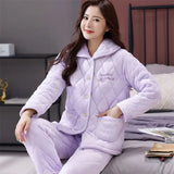 Pyjama velours coton femme violet