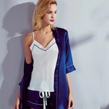 Pyjama en soie short bleu