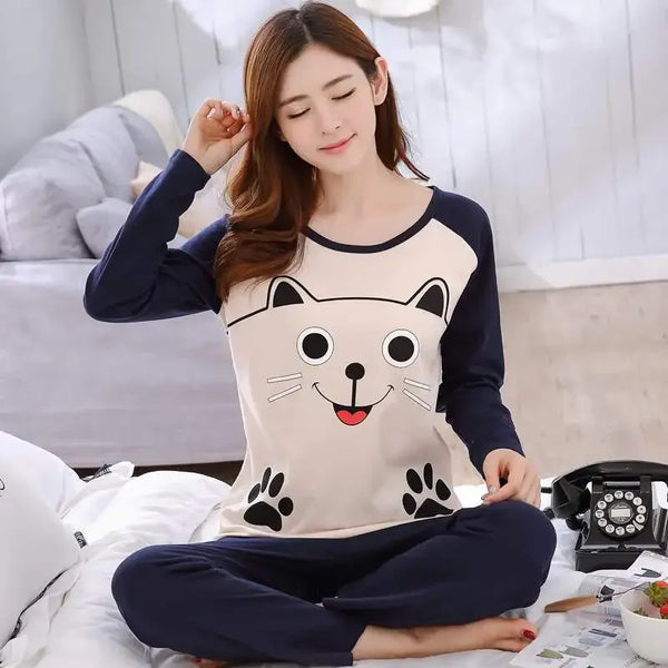 Pyjama femme coton chat