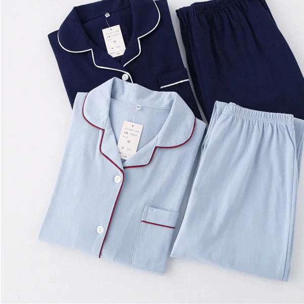Pyjama femme coton manches longues
bleu et bleu marine