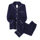 Pyjama femme coton manches longues
 bleu et bleu marine  bleu marine